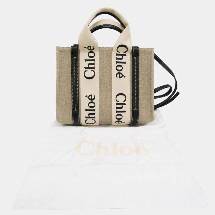 Pre Owned Chloe Neutrals Canvas and Leather Tote Bag