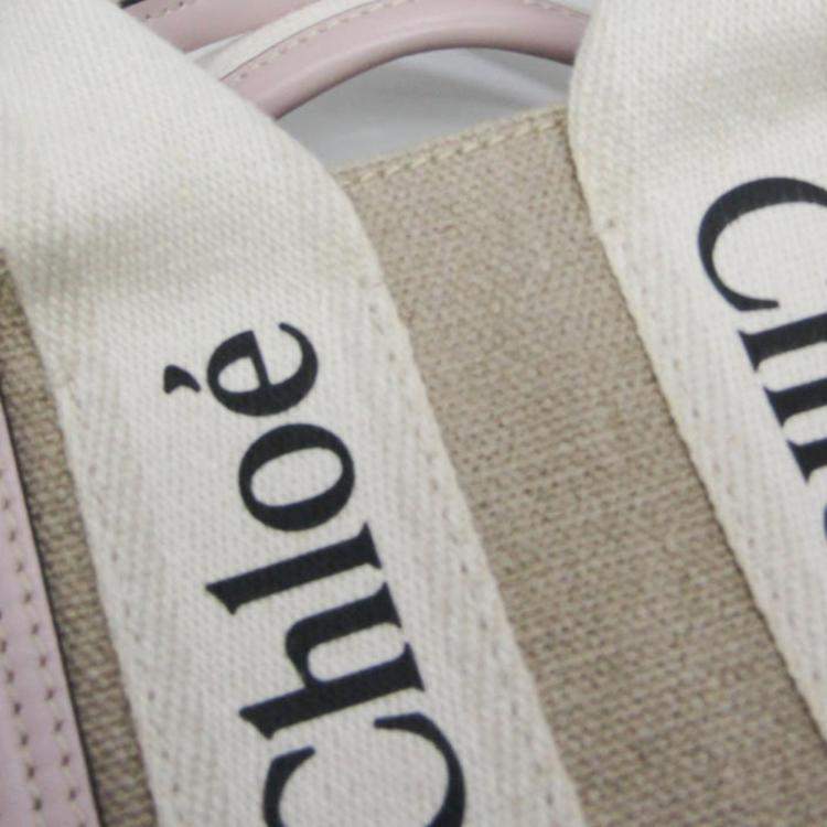 Pre Owned Chloe Neutrals Canvas and Leather Tote Bag