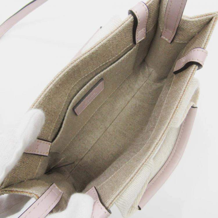 Pre Owned Chloe Neutrals Canvas and Leather Tote Bag