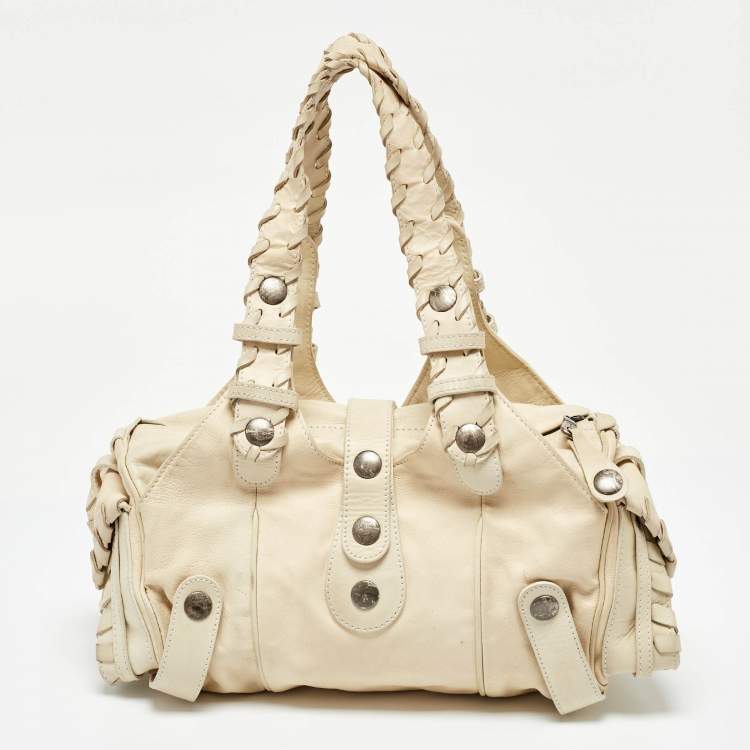 Pre Owned Chloe Cream Leather Silverado Satchel