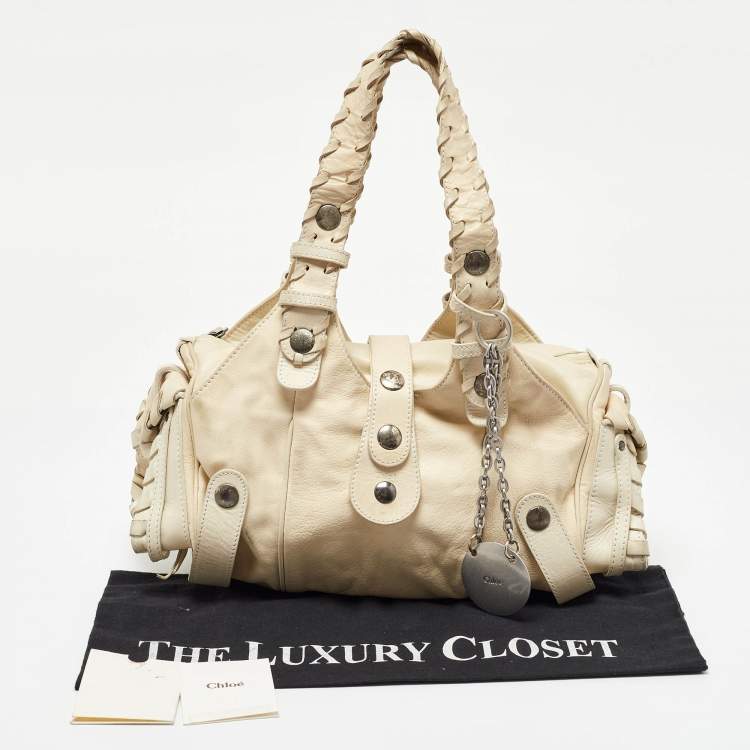 Pre Owned Chloe Cream Leather Silverado Satchel