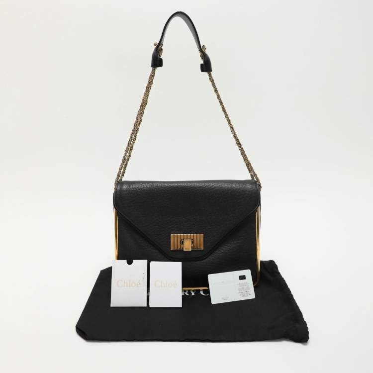 Pre Owned Chloe Black Leather Medium Sally Flap Shoulder Bag