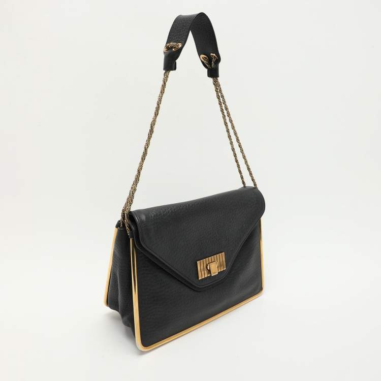 Pre Owned Chloe Black Leather Medium Sally Flap Shoulder Bag