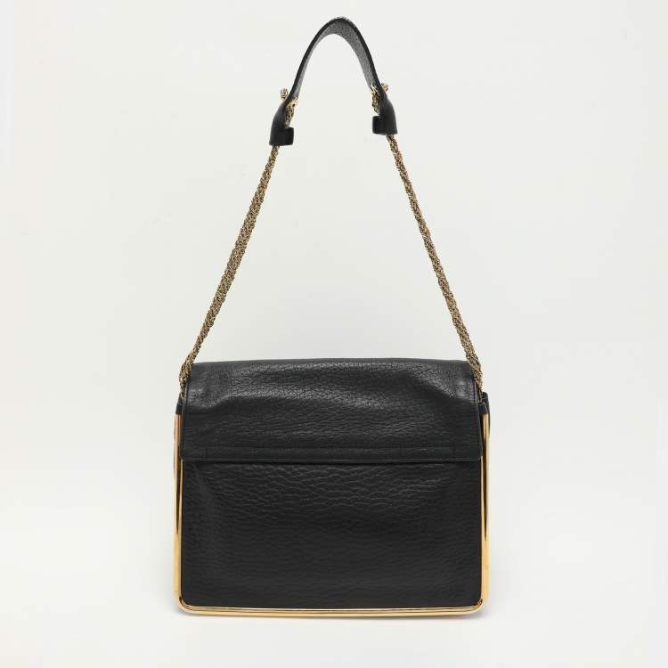 Pre Owned Chloe Black Leather Medium Sally Flap Shoulder Bag