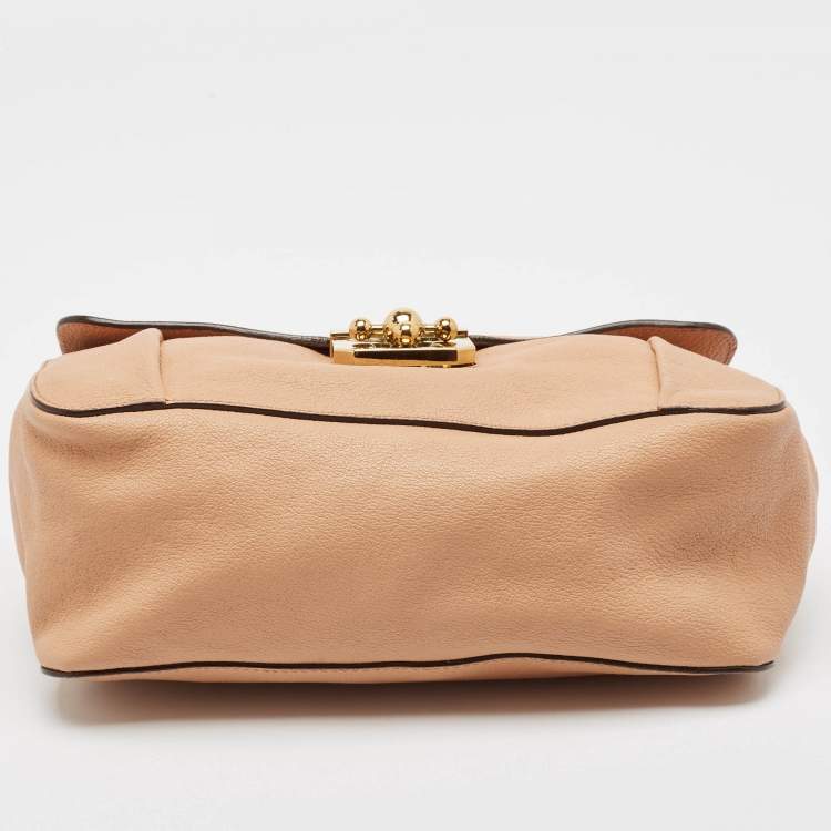 مملوكة مسبقًا Chloe Peach Leather Medium Elsie Shoulder Bag