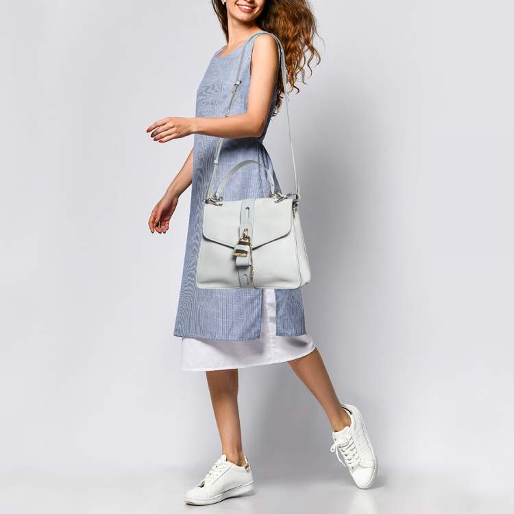Pre Owned Chloe Two Tone Grey Leather Medium Aby Day Top Handle Bag