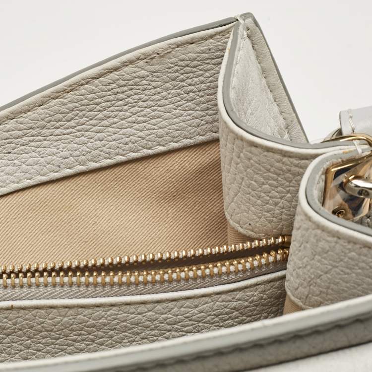 Pre Owned Chloe Two Tone Grey Leather Medium Aby Day Top Handle Bag