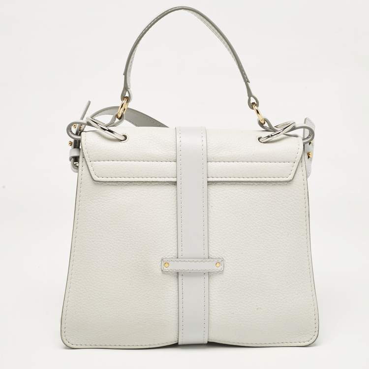 Pre Owned Chloe Two Tone Grey Leather Medium Aby Day Top Handle Bag