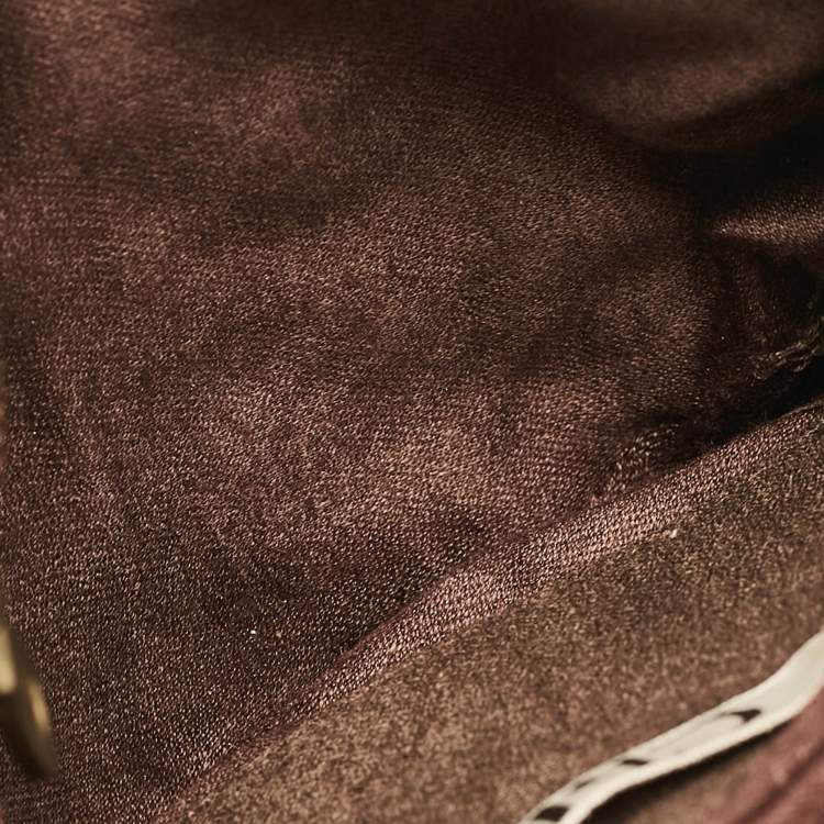 Pre Owned Chloe Brown Canvas Beads Embellished Hobo