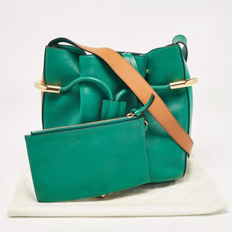 Pre Owned Chloe Green/Brown Leather Emma Shoulder Bag