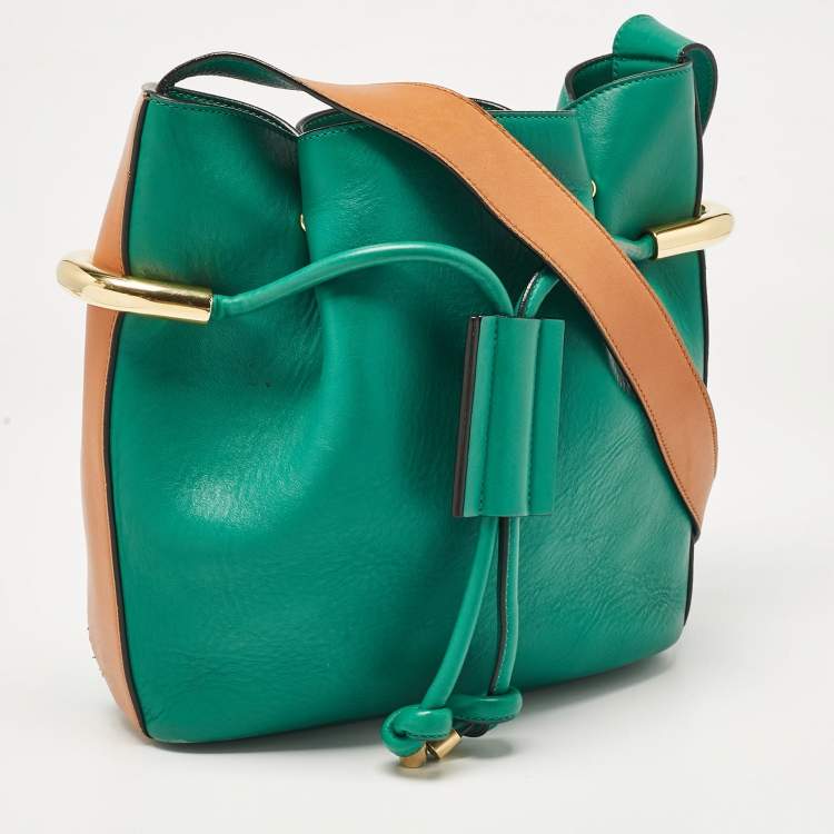 Pre Owned Chloe Green/Brown Leather Emma Shoulder Bag