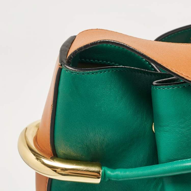Pre Owned Chloe Green/Brown Leather Emma Shoulder Bag