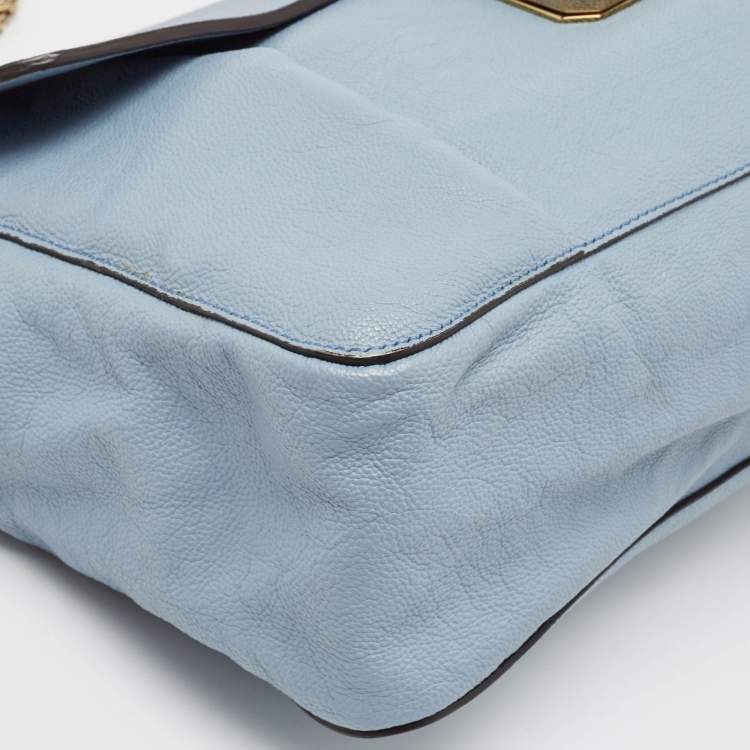 Pre Owned Chloe Light Blue Leather Large Elsie Shoulder Bag