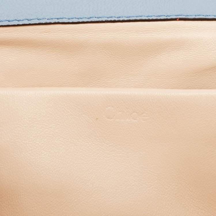 Pre Owned Chloe Light Blue Leather Large Elsie Shoulder Bag