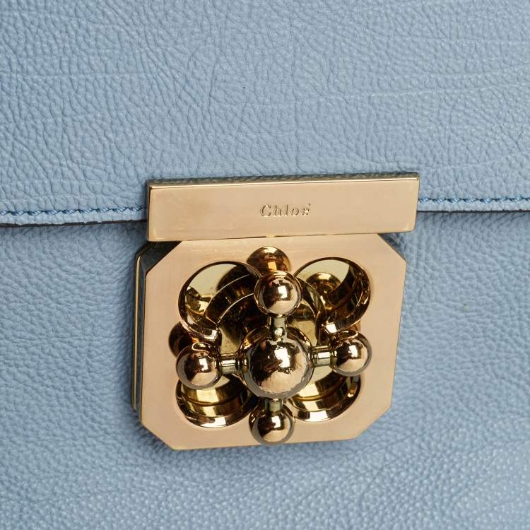 Pre Owned Chloe Light Blue Leather Large Elsie Shoulder Bag