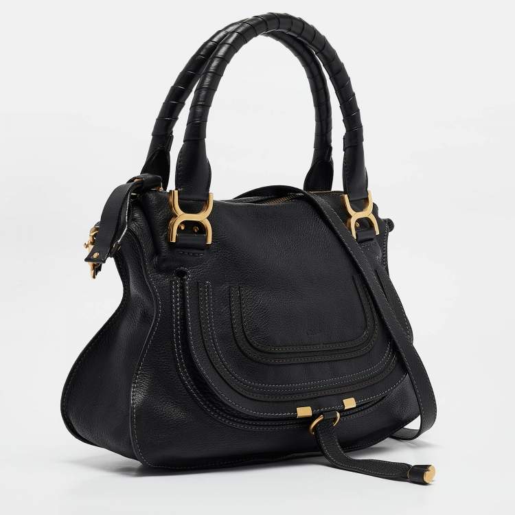 Pre Owned Chloe Black Leather Medium Marcie Shoulder Bag