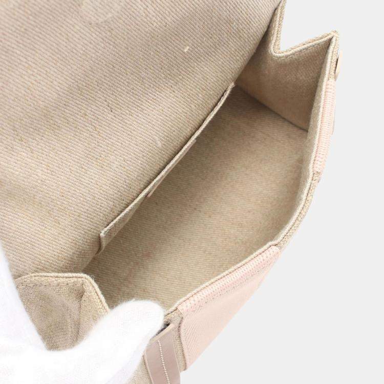 Pre Owned Chloe Beige Pink Brown CANVAS Fabric Leather Shoulder Bag