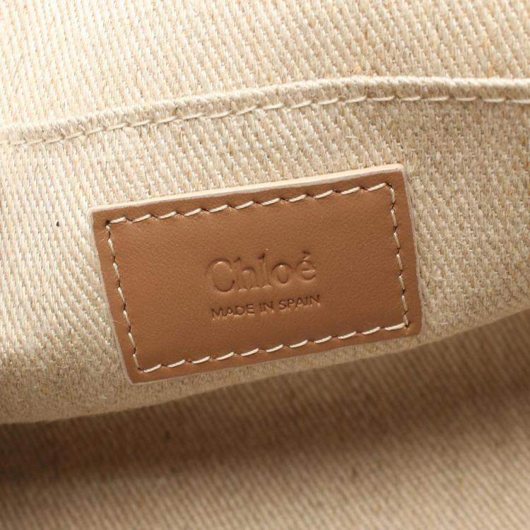 Pre Owned Chloe Beige Pink Brown CANVAS Fabric Leather Shoulder Bag