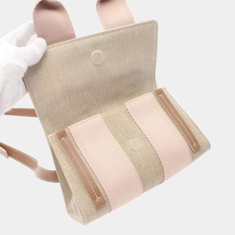 Pre Owned Chloe Beige Pink Brown CANVAS Fabric Leather Shoulder Bag