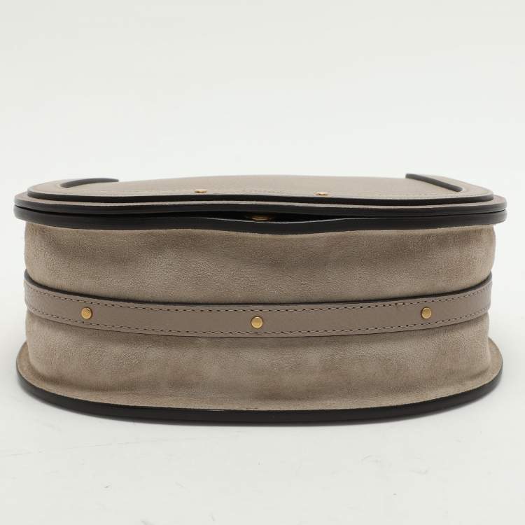Pre Owned Chloé Grey Leather and Suede Small Nile Bracelet Shoulder Bag