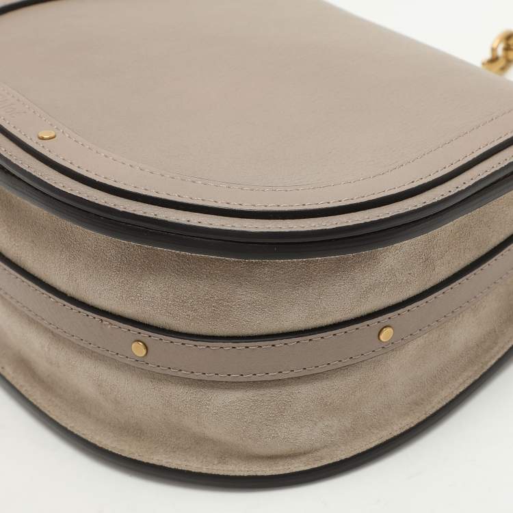 Pre Owned Chloé Grey Leather and Suede Small Nile Bracelet Shoulder Bag
