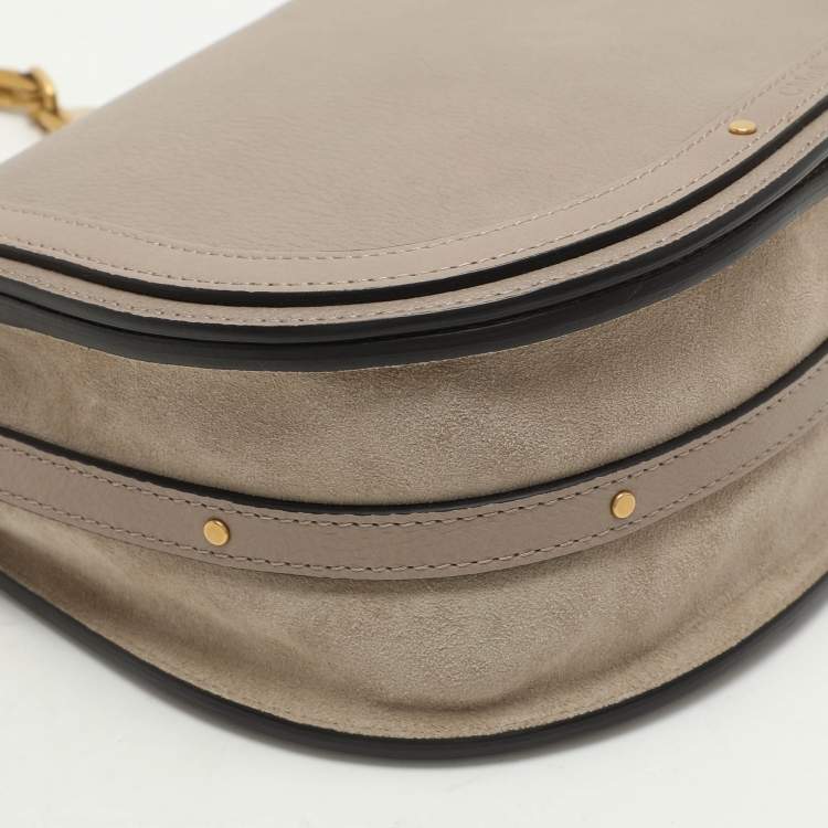 Pre Owned Chloé Grey Leather and Suede Small Nile Bracelet Shoulder Bag