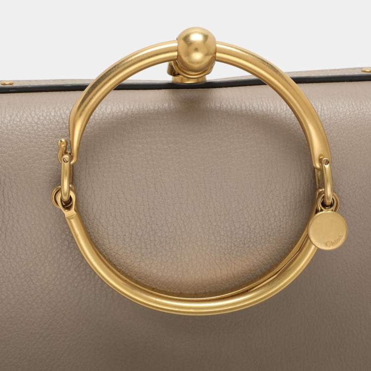 Pre Owned Chloé Grey Leather and Suede Small Nile Bracelet Shoulder Bag