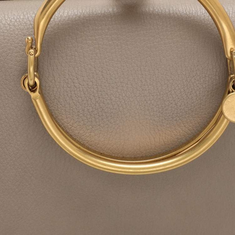 Pre Owned Chloé Grey Leather and Suede Small Nile Bracelet Shoulder Bag