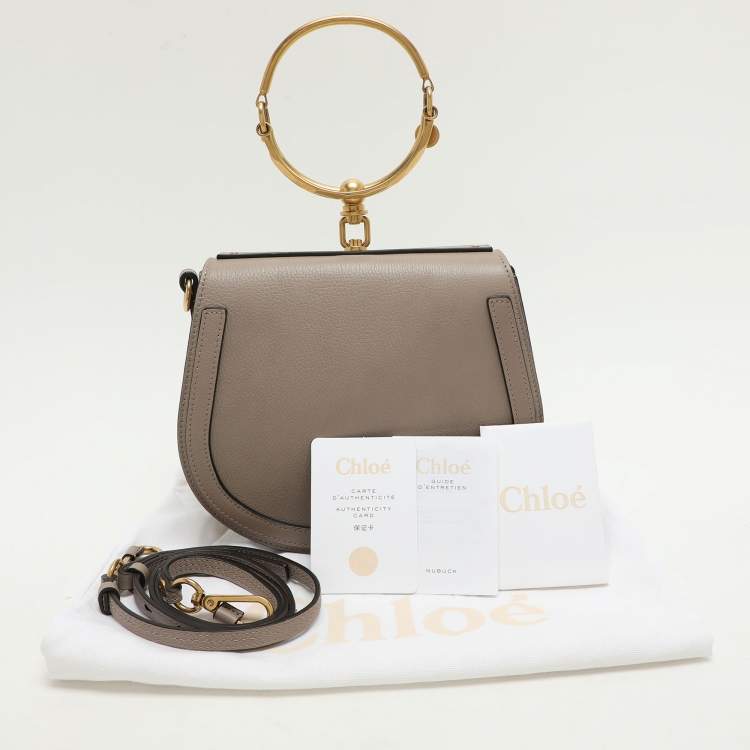Pre Owned Chloé Grey Leather and Suede Small Nile Bracelet Shoulder Bag