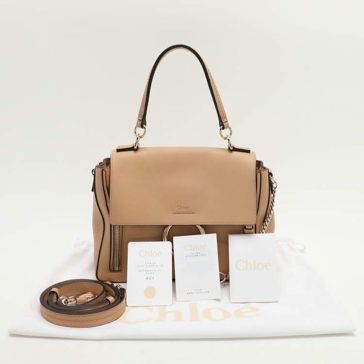 Pre Owned Chloe Beige Leather Small Faye Day Top Handle Bag