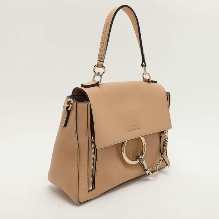 Pre Owned Chloe Beige Leather Small Faye Day Top Handle Bag