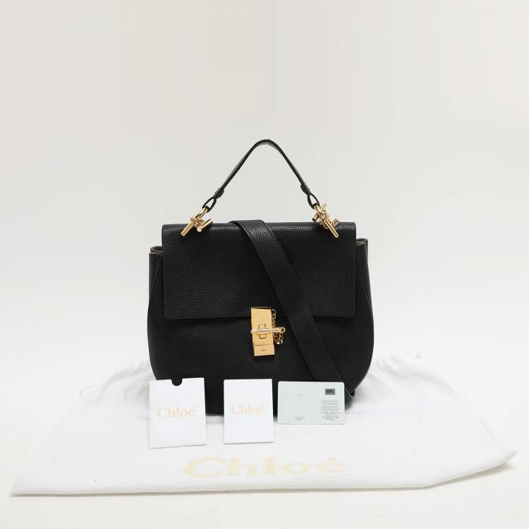 Pre Owned Chloe Black Leather Large Drew Top Handle Bag