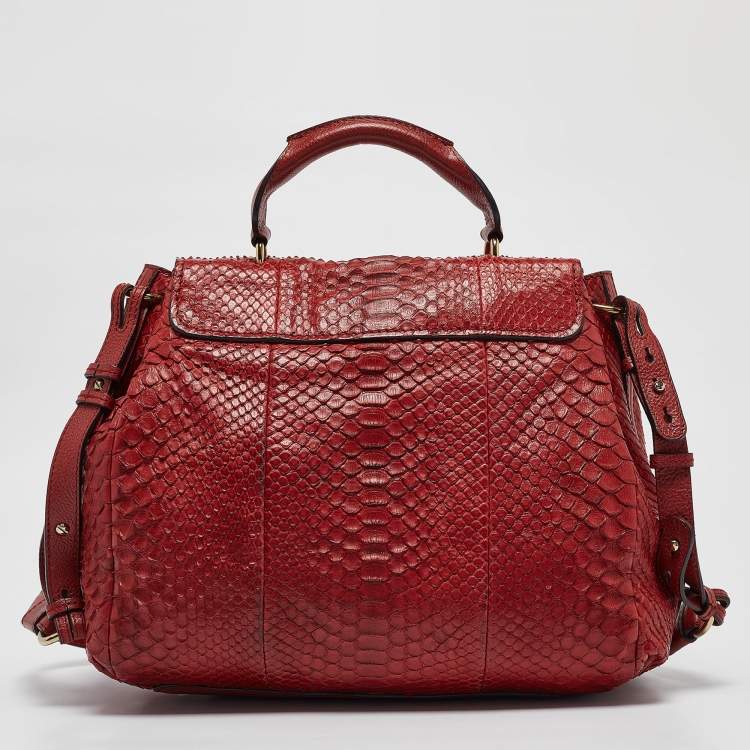 Pre Owned Chloe Red Python and Leather Elsie Top Handle Bag
