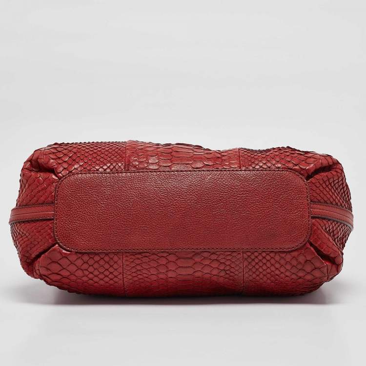 Pre Owned Chloe Red Python and Leather Elsie Top Handle Bag