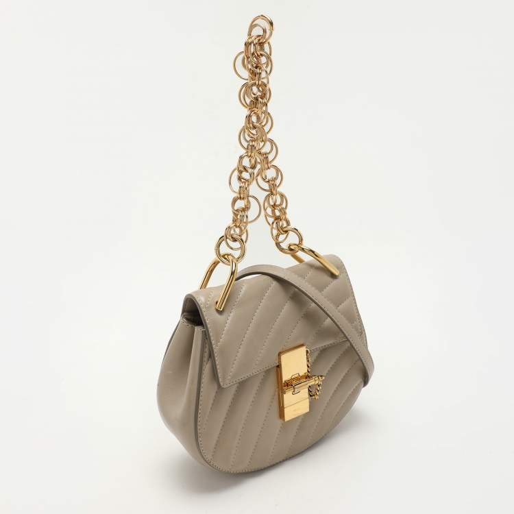 Pre Owned Chloe Beige Leather Drew Bijou Crossbody Bag