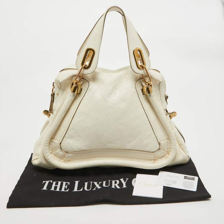 Pre Owned Chloe off White Leather Medium Paraty Shoulder Bag