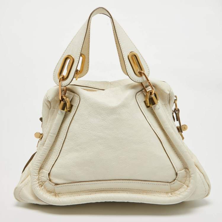 Pre Owned Chloe off White Leather Medium Paraty Shoulder Bag