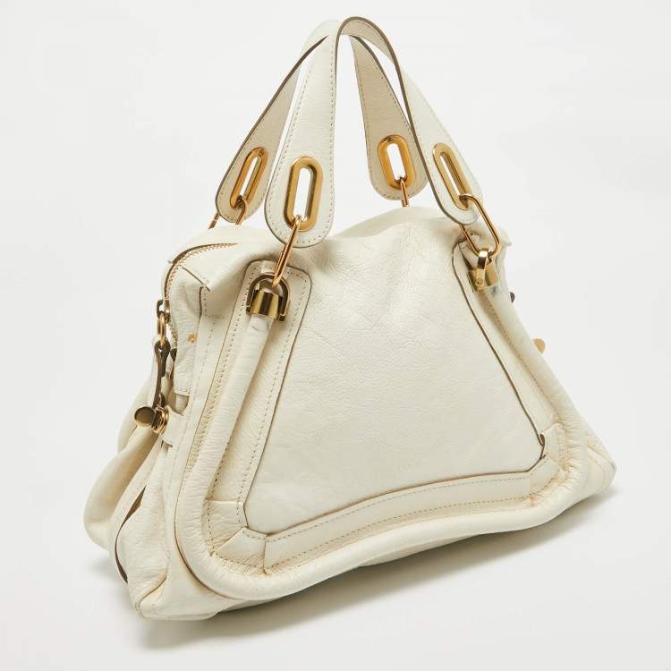 Pre Owned Chloe off White Leather Medium Paraty Shoulder Bag
