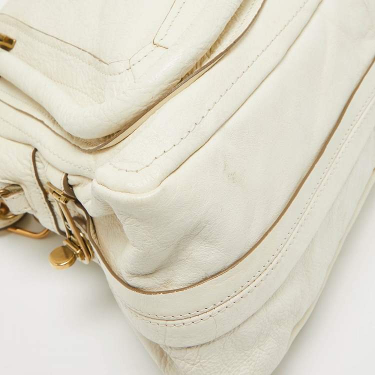 Pre Owned Chloe off White Leather Medium Paraty Shoulder Bag