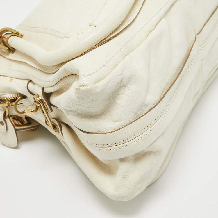 Pre Owned Chloe off White Leather Medium Paraty Shoulder Bag