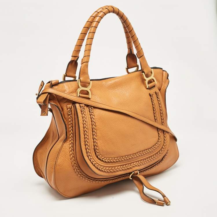 Pre Owned Chloe Orange Leather Large Marcie Hobo