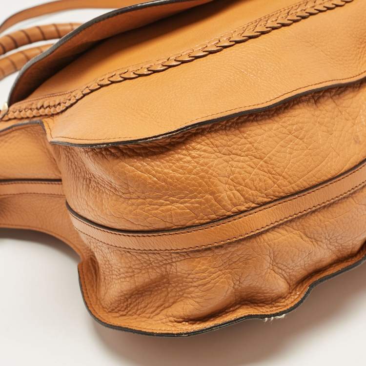 Pre Owned Chloe Orange Leather Large Marcie Hobo