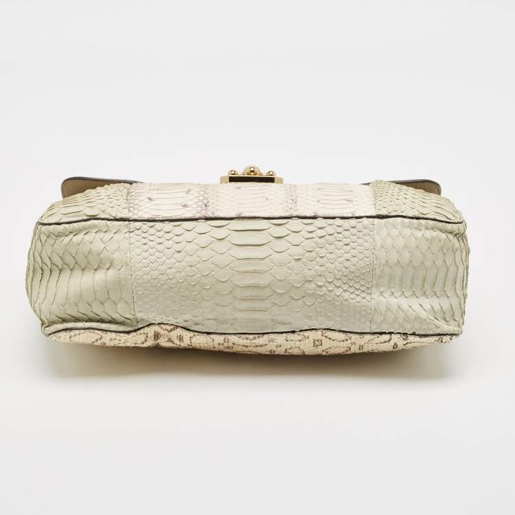 Pre Owned Chloe Light Green/Cream Large Elsie Shoulder Bag