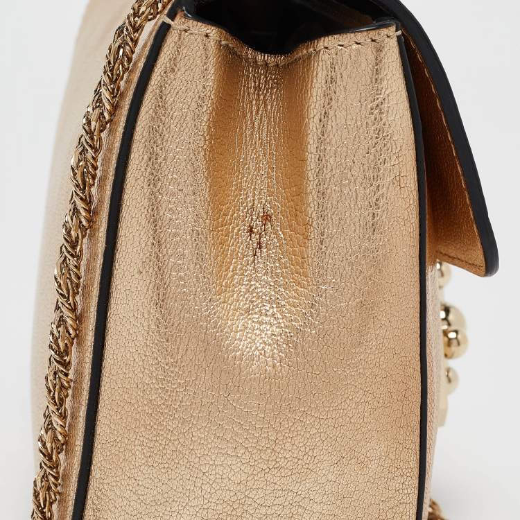 Pre Owned Chloe Gold Leather Small Elsie Shoulder Bag