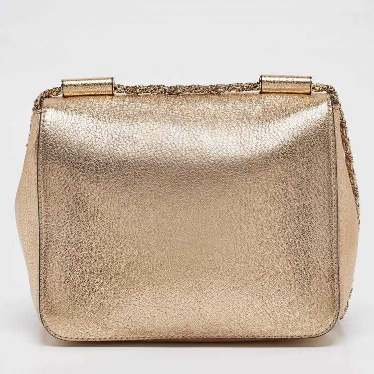 Pre Owned Chloe Gold Leather Small Elsie Shoulder Bag