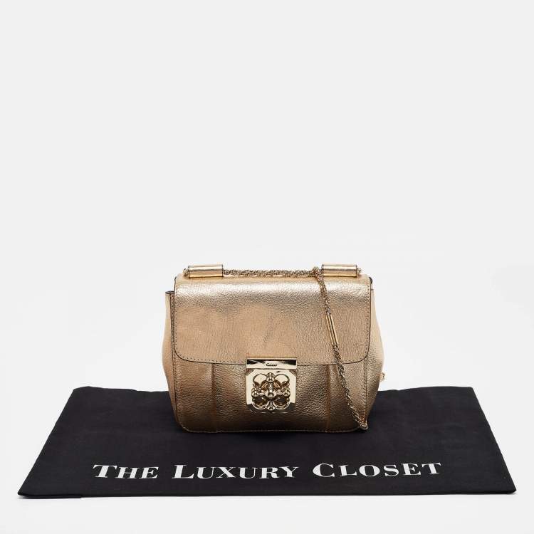 Pre Owned Chloe Gold Leather Small Elsie Shoulder Bag