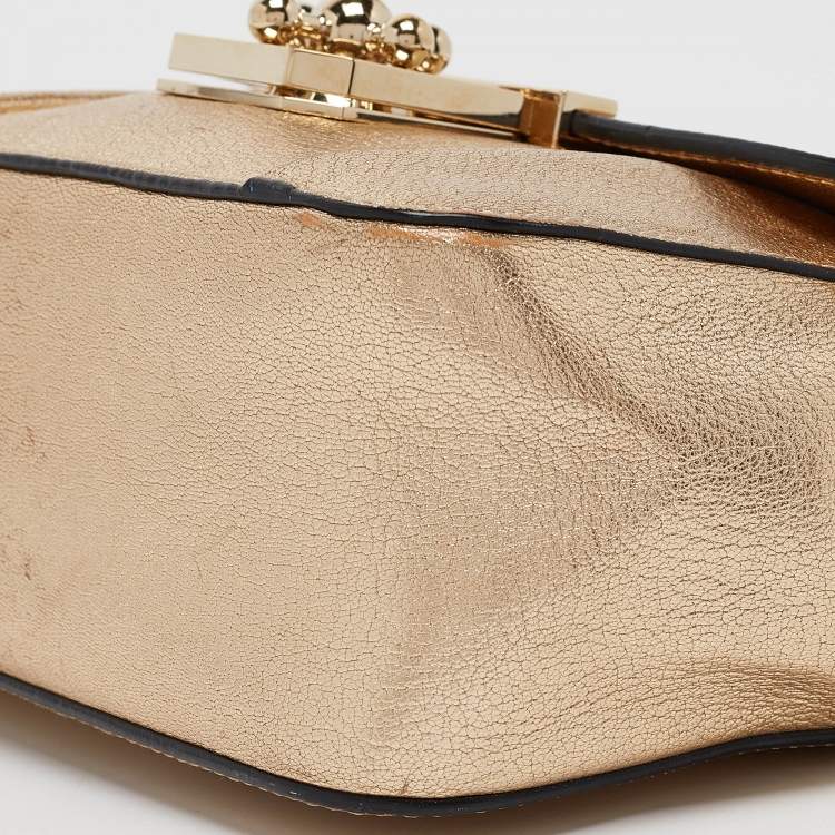 Pre Owned Chloe Gold Leather Small Elsie Shoulder Bag