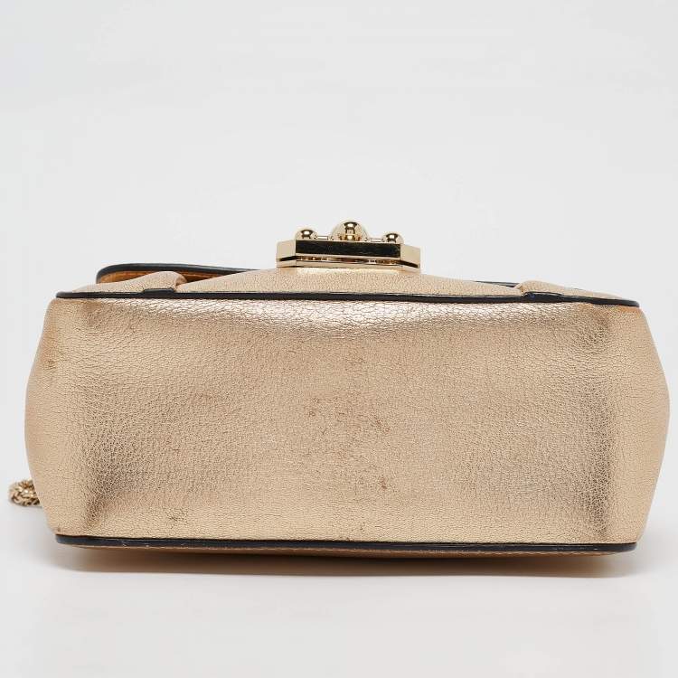 Pre Owned Chloe Gold Leather Small Elsie Shoulder Bag