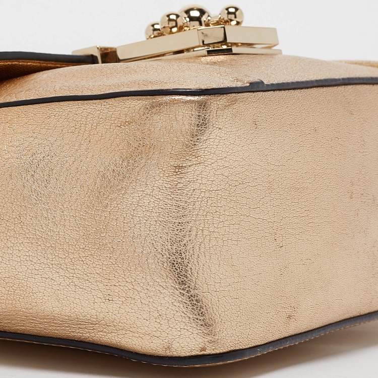 Pre Owned Chloe Gold Leather Small Elsie Shoulder Bag