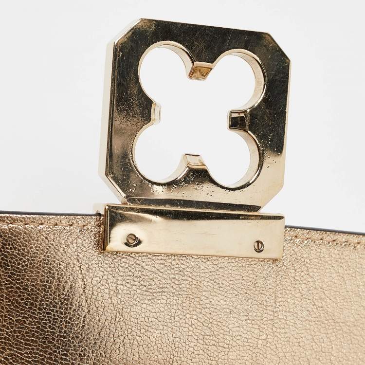 Pre Owned Chloe Gold Leather Small Elsie Shoulder Bag